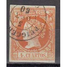 Matasellos y marcas de 4 cuartos Fechador 1860 Edifil 52 Puigcerda (Gerona)