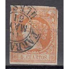 Matasellos y marcas de 4 cuartos Fechador 1860 Edifil 52 Barbastro (Huesca)