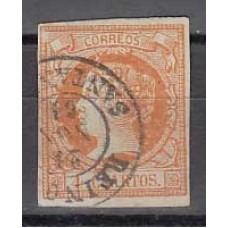 Matasellos y marcas de 4 cuartos Fechador 1860 Edifil 52 Reinosa (Santander)