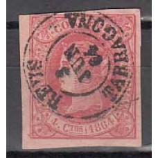 Matasellos y marcas de 4 cuartos Fechador 1864 Edifil 64 Reus (Tarragona)