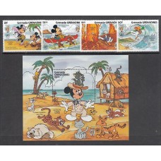 Grenada-Grenadines - Correo Yvert 619/22+H.100 ** Mnh Walt Disney