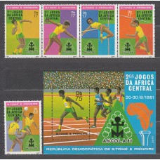 Santo Tomas y Principe - Correo Yvert 659/63+Hb 29 ** Mnh  Deportes