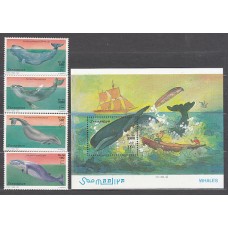 Somalia - Correo Yvert 664/7+Hb 60 ** Mnh  Fauna ballenas