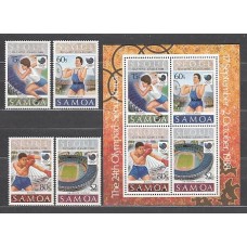 Samoa - Correo Yvert 668/71+H 44 ** Mnh Deportes. Olimpiadas de Seoul