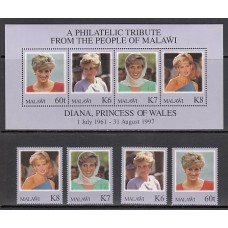 Malawi - Correo Yvert 678/81+Hb 79 ** Mnh  Diana de Gales