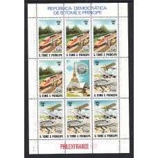Santo Tomas y Principe - Correo Yvert 682/3 Minipliego ** Mnh  Trenes y aviones