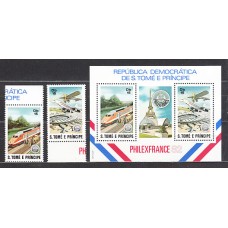 Santo Tomas y Principe - Correo Yvert 682/3+Hb 33 ** Mnh   Trenes y aviones