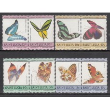 Santa Lucia - Correo Yvert 720/7 ** Mnh Fauna mariposas