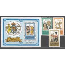 Grenada - Correo 1977 Yvert 756/8+H.63 ** Mnh Visita real