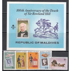 Maldives - Correo Yvert 758/62+H.54 ** Mnh  Rowland Hill