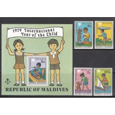 Maldives - Correo Yvert 763/6+H.55 ** Mnh  Año del niño