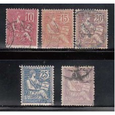 Francia - Correo 1902 Yvert 124/8 Usado