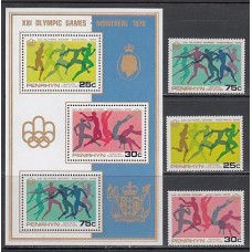 Penrhyn - Correo Yvert 77/9+H.3 ** Mnh Deportes. Olimpiadas de Montreal