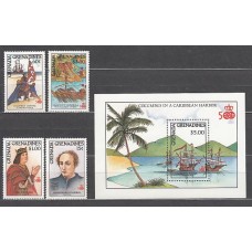 Grenada-Grenadines - Correo Yvert 777/80+H.136 ** Mnh Descubrimiento de América