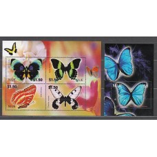 Niue - Correo Yvert 778/81+H 136 ** Mnh Fauna. Mariposas