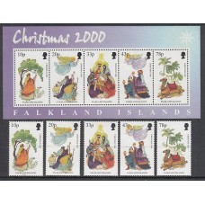 Falkland - Correo Yvert 784/8+H,24 ** Mnh Navidad