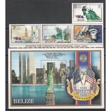 Belize - Correo Yvert 794/7+Hb 70 ** Mnh Estatua de la libertad