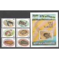 Maldives - Correo Yvert 798/803+H,61 ** Mnh  Fauna