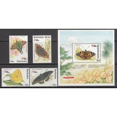 Barbados - Correo 1991 Yvert 816/9+H.29 ** Mnh Fauna mariposas