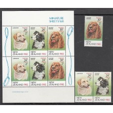 Nueva Zelanda - Correo 1982 Yvert 819/21+H,47 ** Mnh Fauna. Perros