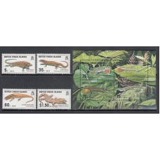 Virgenes - Correo Yvert 882/5+Hb 97 ** Mnh  Fauna reptiles