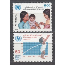India - Correo Yvert 885/6 ** Mnh  UNICEF