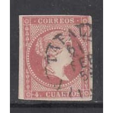 Matasellos y marcas de 4 cuartos Fechador 1856 Edifil 48 Tafalla (Navarra)