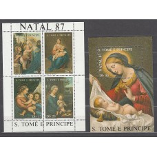 Santo Tomas y Principe - Correo Yvert 894/7+Hb 55 ** Mnh   Navidad. Pinturas