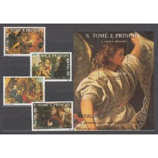 Santo Tomas y Principe - Correo Yvert 925/8+Hb 62 ** Mnh  Navidad. Pinturas