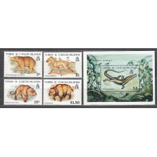 Turk y Caicos - Correo Yvert 926/9+H.101 ** Mnh  Fauna prehistórica