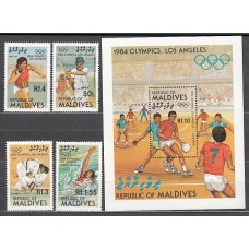 Maldives - Correo Yvert 944/7+H.92 ** Mnh  Olimpiadas de los Angeles