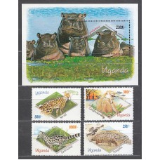 Uganda - Correo Yvert 945/8+H 165 ** Mnh  Fauna