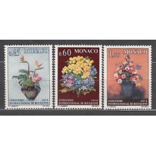 Monaco - Correo 1973 Yvert 948/50 ** Mnh   Ramos de flores