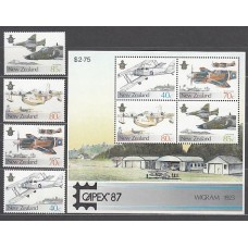 Nueva Zelanda - Correo 1987 Yvert 956/9+H,56 ** Mnh Aviones