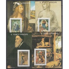 Santo Tomas y Principe - Correo Yvert 970/3 Hojitas ** Mnh   Navidad. Pinturas