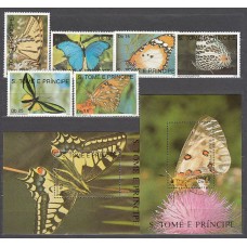 Santo Tomas y Principe - Correo Yvert 980/5+Hb 75/6 ** Mnh   Fauna mariposas