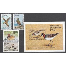 Maldives - Correo Yvert 989/92+H.103 ** Mnh  Fauna aves