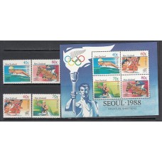 Nueva Zelanda - Correo 1988 Yvert 996/9+H,63 ** Mnh Deportes. Olimpiadas de Seoul