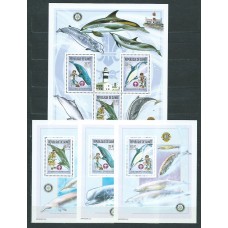 Guinea Republique - Correo Yvert 2564/6+3 Hojitas ** Mnh  Fauna cetaceos