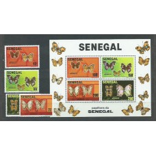 Senegal - Correo Yvert 566/9+Hb 25 ** Mnh  Fauna mariposas
