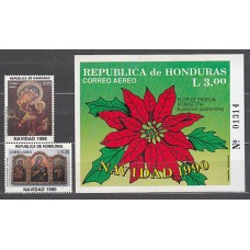 Honduras - Aereo 1990 Yvert 749E/F + H 42A ** Mnh Navidad