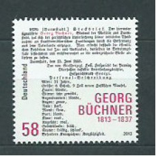 Alemania Federal Correo 2013 Yvert 2854 ** Mnh Georg Büchner