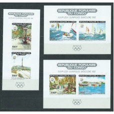 Congo Frances - Correo 1990 Yvert 885/8+A.403/4 ** Mnh 3 hojas sin dentar  Olimpiadas de Barcelona