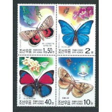 Corea del Norte - Correo 2002 Yvert 3182/5 ** Mnh  Fauna mariposas