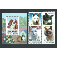 Corea del Norte - Correo 2002 Yvert 3192/5+Hb 428 ** Mnh  Fauna perros