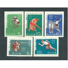 Corea del Norte - Correo 1964 Yvert 523/7 Sin dentar ** Mnh  Olimpiadas de Tokio