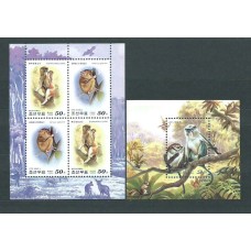 Corea del Norte - Hojas 2000 Yvert 375/6 ** Mnh  Fauna monos