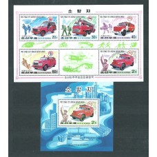 Corea del Norte - Hojas 2001 Yvert 390/1 ** Mnh  Coches de bomberos