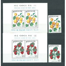 Corea del Sur - Correo 1974 Yvert 781/2+Hb 253/4 * Mh  Frutos