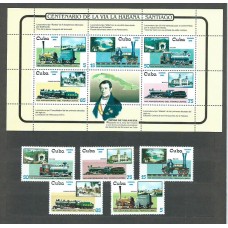 Cuba - Correo 2002 Yvert 4041/5+H.177 ** Mnh Trenes